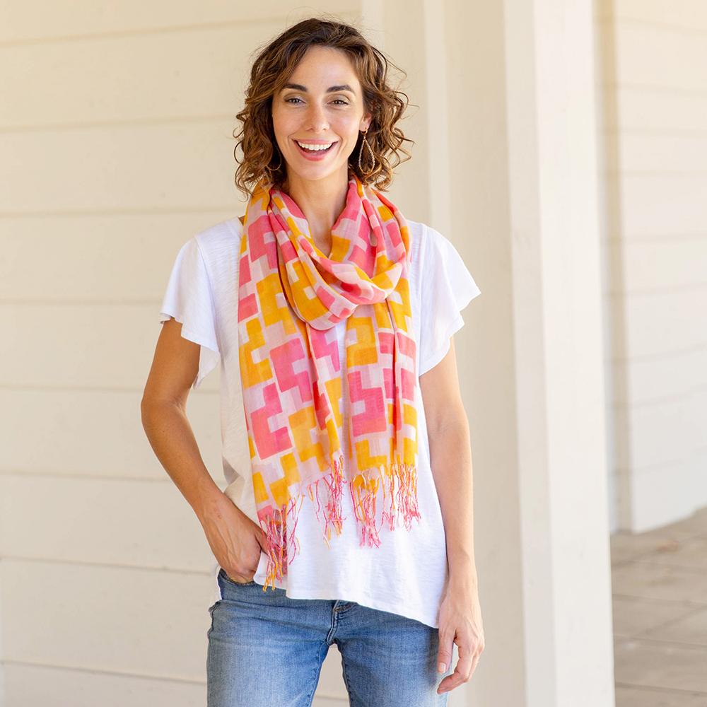 Emerson Pink Featherweight Tassel Scarf Scarf - rockflowerpaper