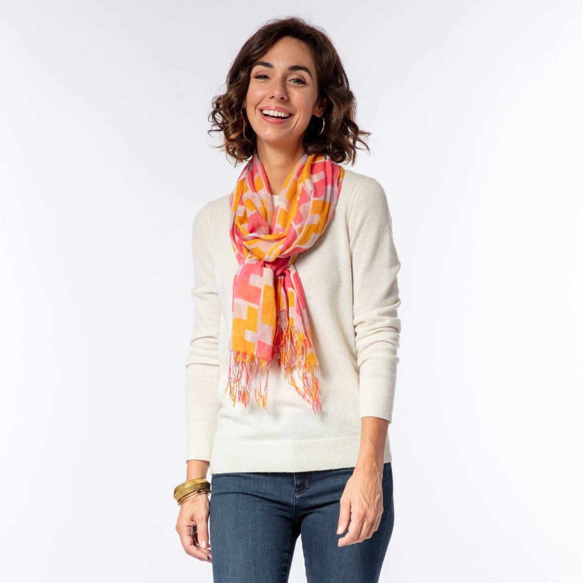 Emerson Pink Featherweight Tassel Scarf Scarf - rockflowerpaper
