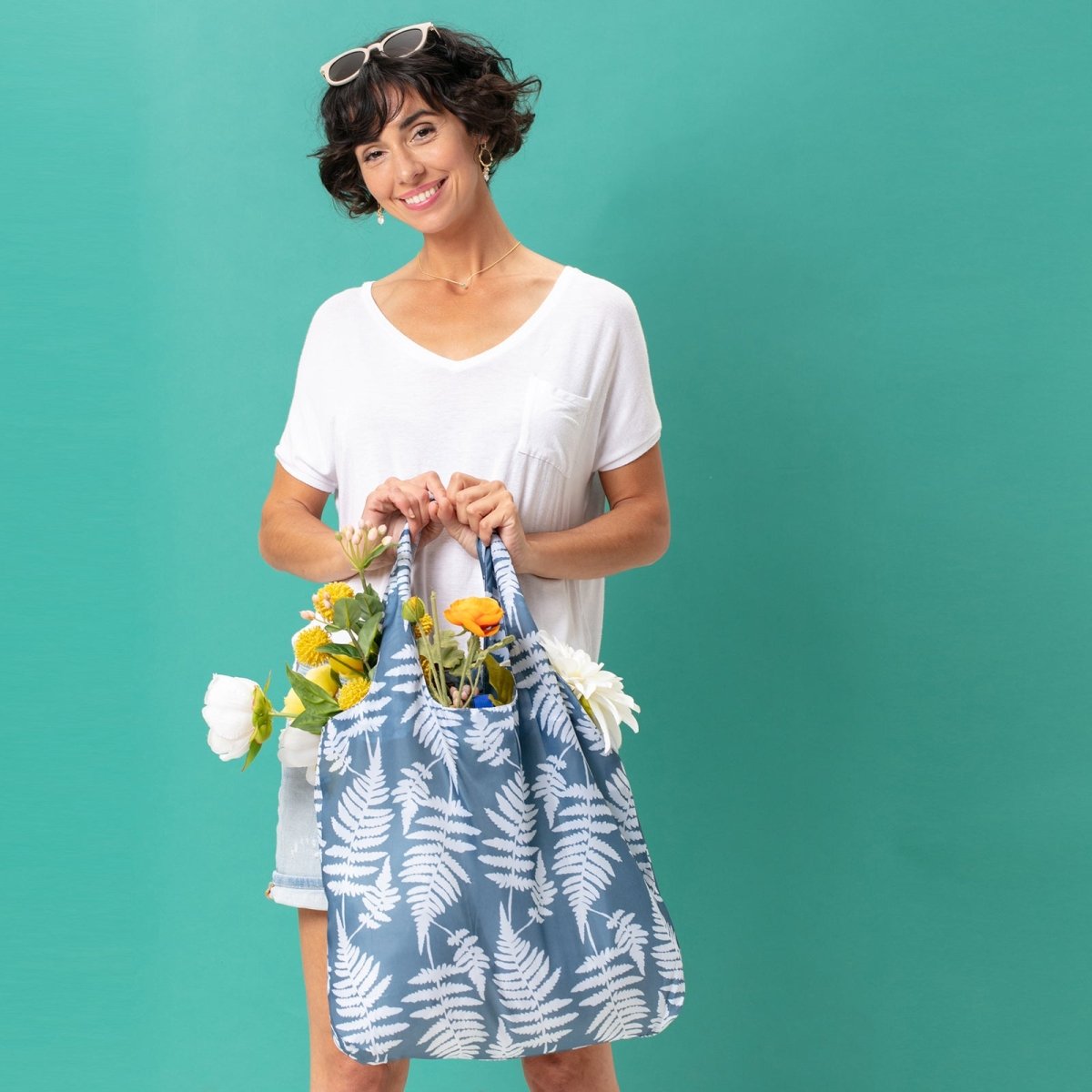 Fern Blu Bag Reusable Shopping Bag - Machine Washable Reusable Shopping Bag - rockflowerpaper