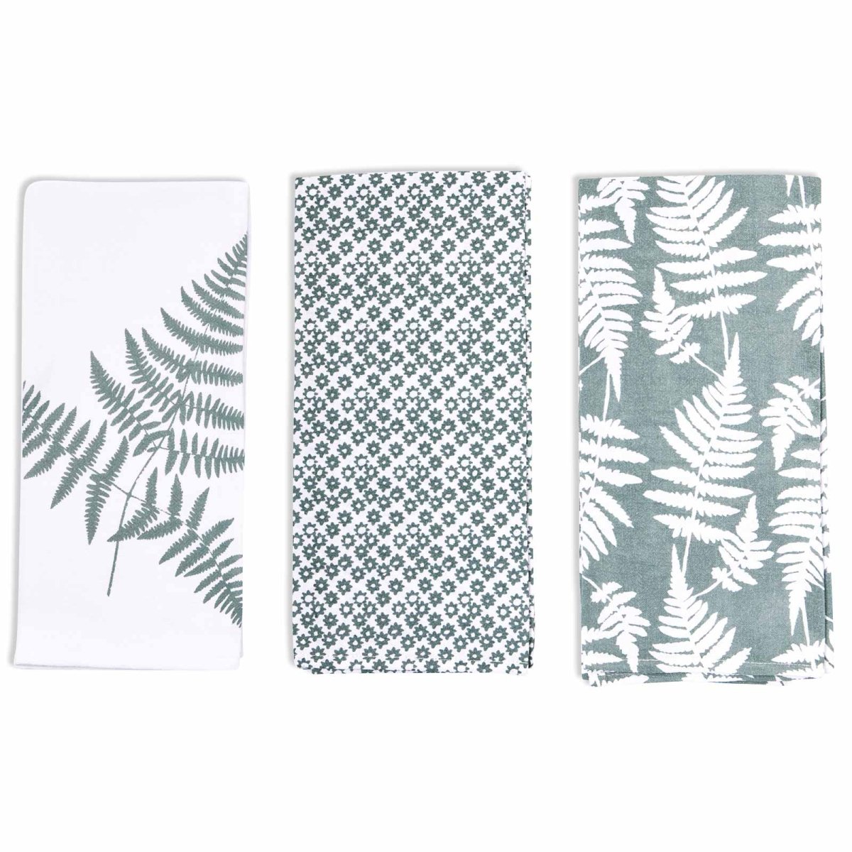 Ferns Green Cotton Kitchen Towels Set Of 3 Cotton Kitchen Towel - rockflowerpaper