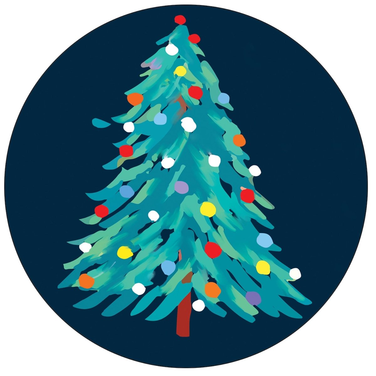 Festive Abstract Tree Round Art Christmas Coasters - Set of 4 Coaster - rockflowerpaper