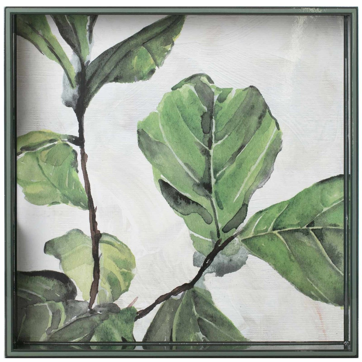 Fiddle Leaf Fig 15 Inch Square Lacquer Art Serving Tray Tray - rockflowerpaper