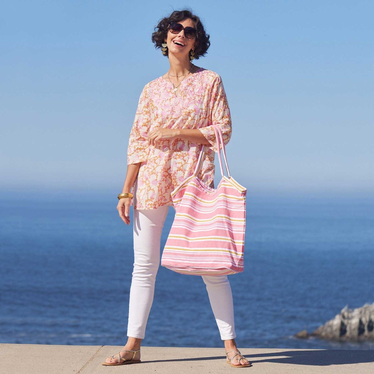 Fleur Pink blu Cotton Embroidered Kurta Tunic Embroidered Tunic - rockflowerpaper