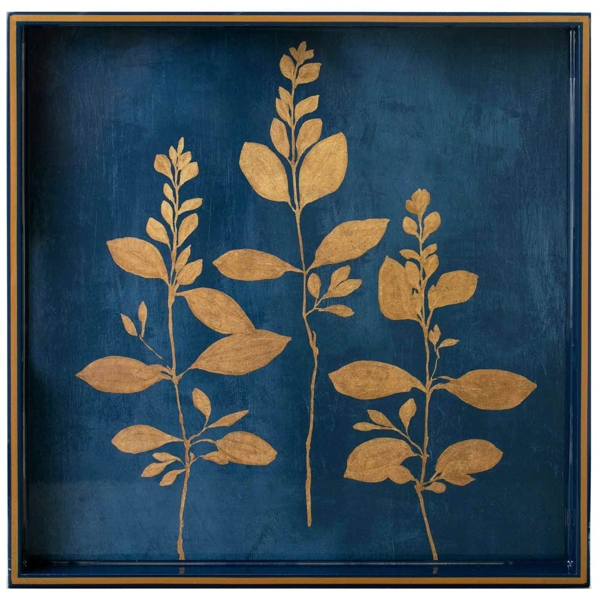 Gold Botanicals 15 Inch Square Lacquer Art Serving Tray Tray - rockflowerpaper