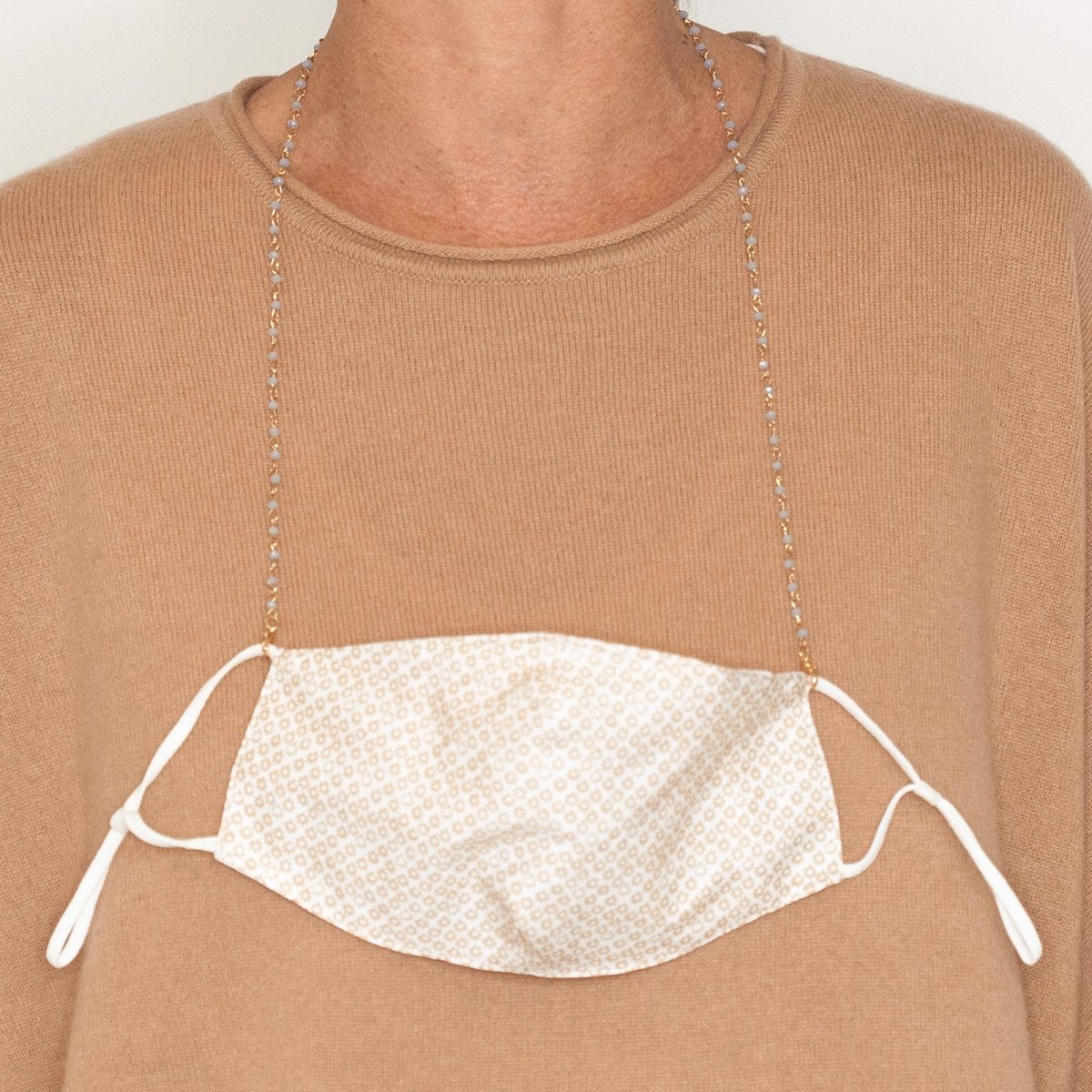 Gold Chain Face Mask Lanyard Necklace - Light Blue MASK - NECKLACE - rockflowerpaper