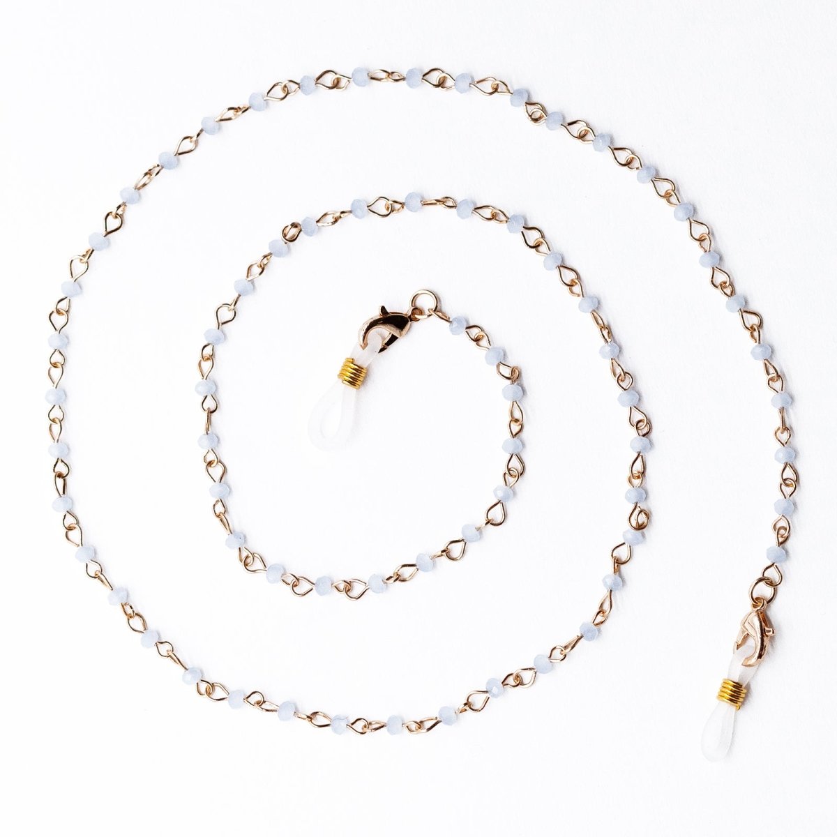 Gold Chain Face Mask Lanyard Necklace - Light Blue MASK - NECKLACE - rockflowerpaper