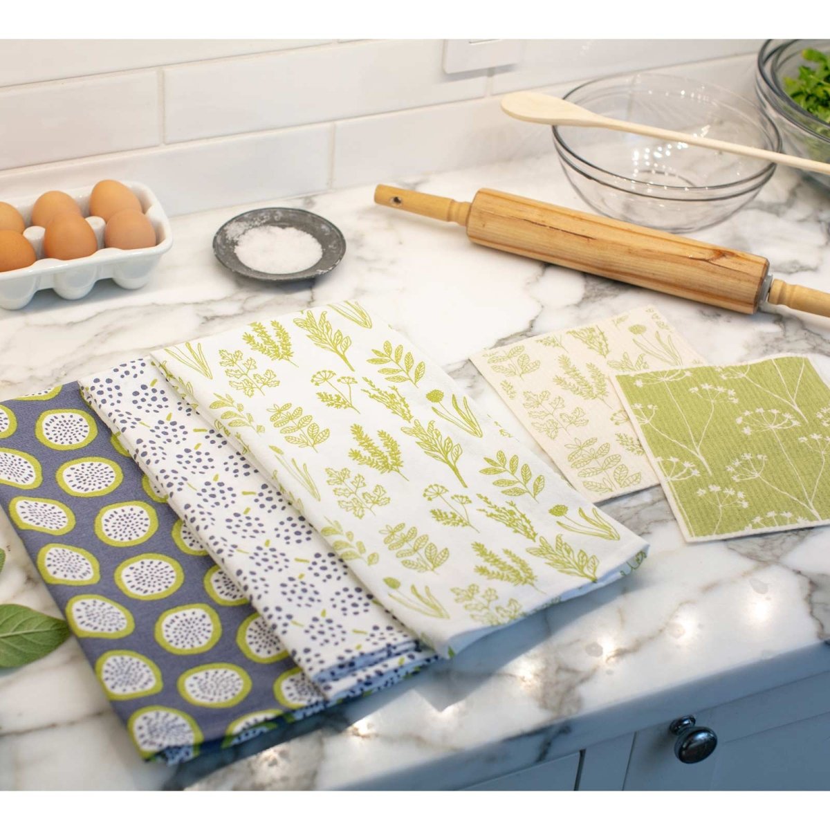 Herbs Eco - Friendly blu Sponge Cloth - Set of 2 Eco Cloth - rockflowerpaper