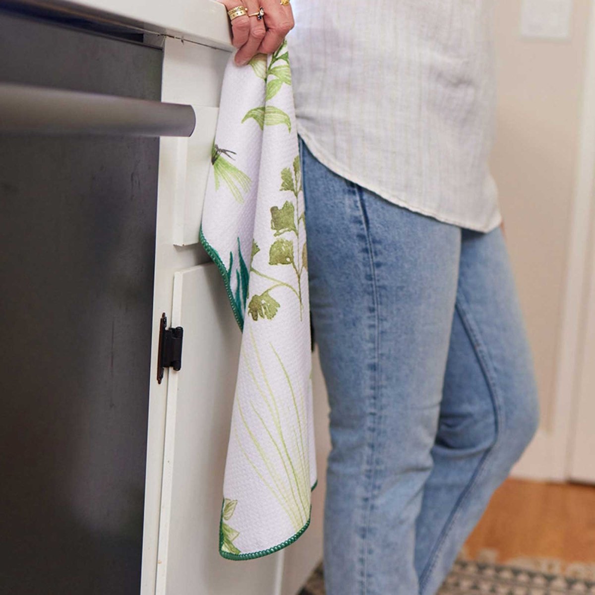 Herbs Green Blu Kitchen Tea Towel Kitchen Towel - rockflowerpaper