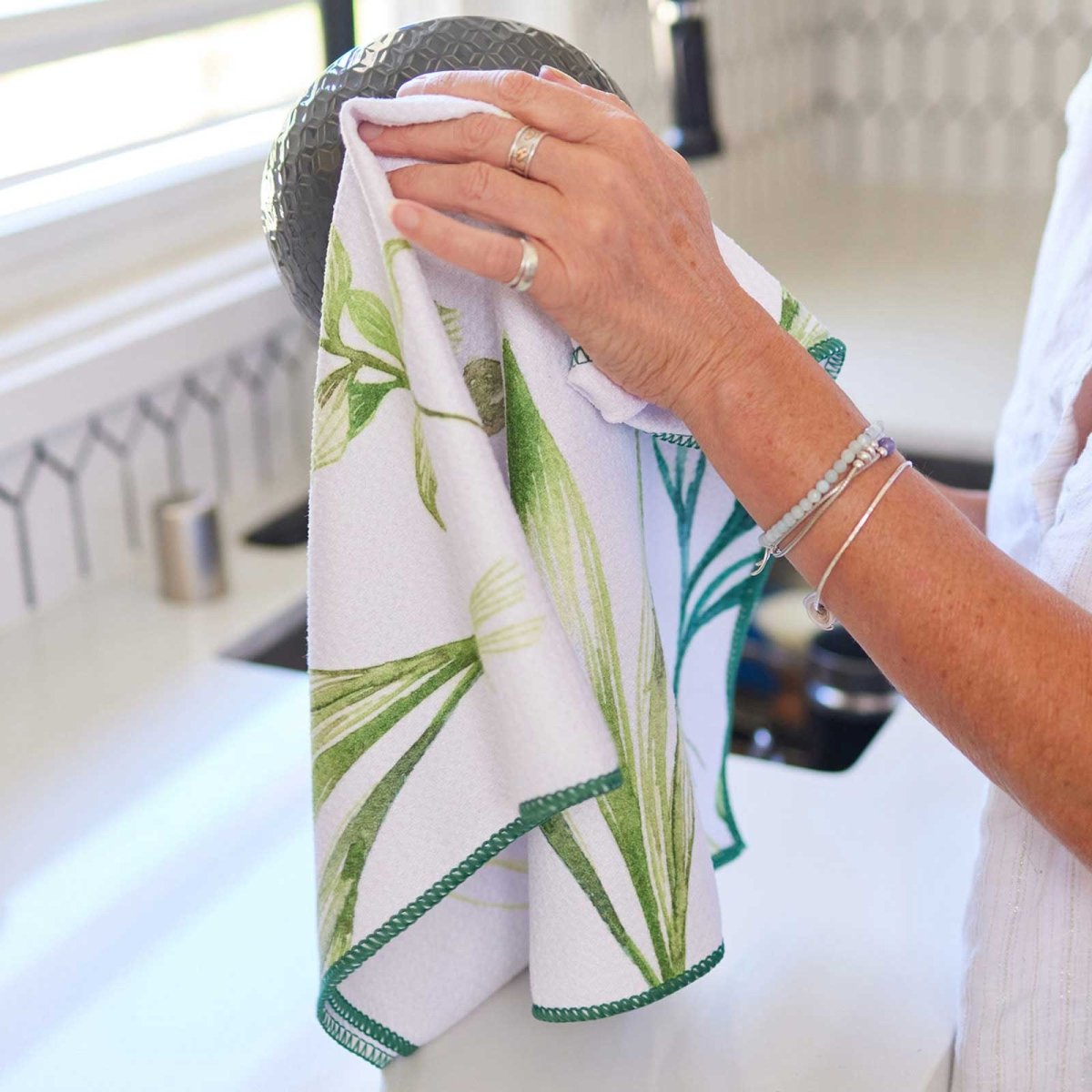 Herbs Green Blu Kitchen Tea Towel Kitchen Towel - rockflowerpaper