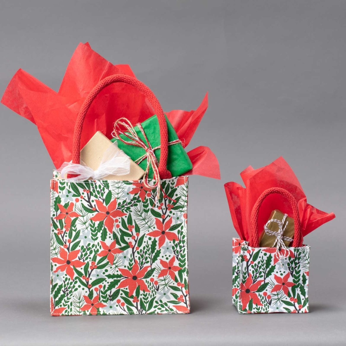 Holiday Poinsettia Reusable Itsy Bitsy Gift Bag Gift Bag - rockflowerpaper