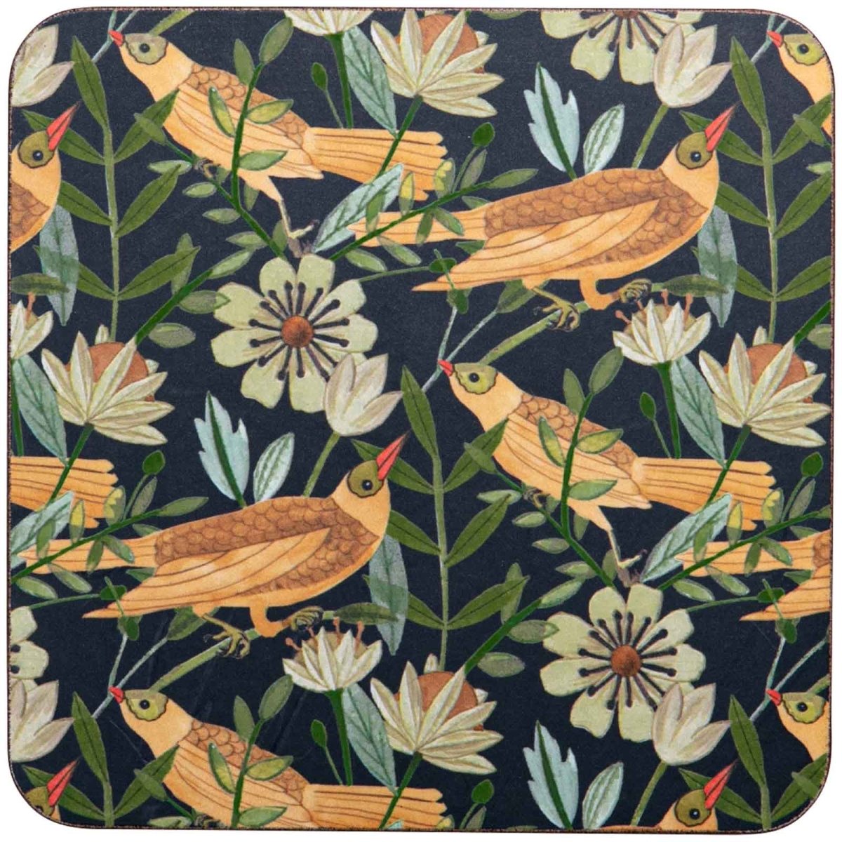 Indigo Chinoiserie Birds Square Art Coasters - Set of 4 Coaster - rockflowerpaper