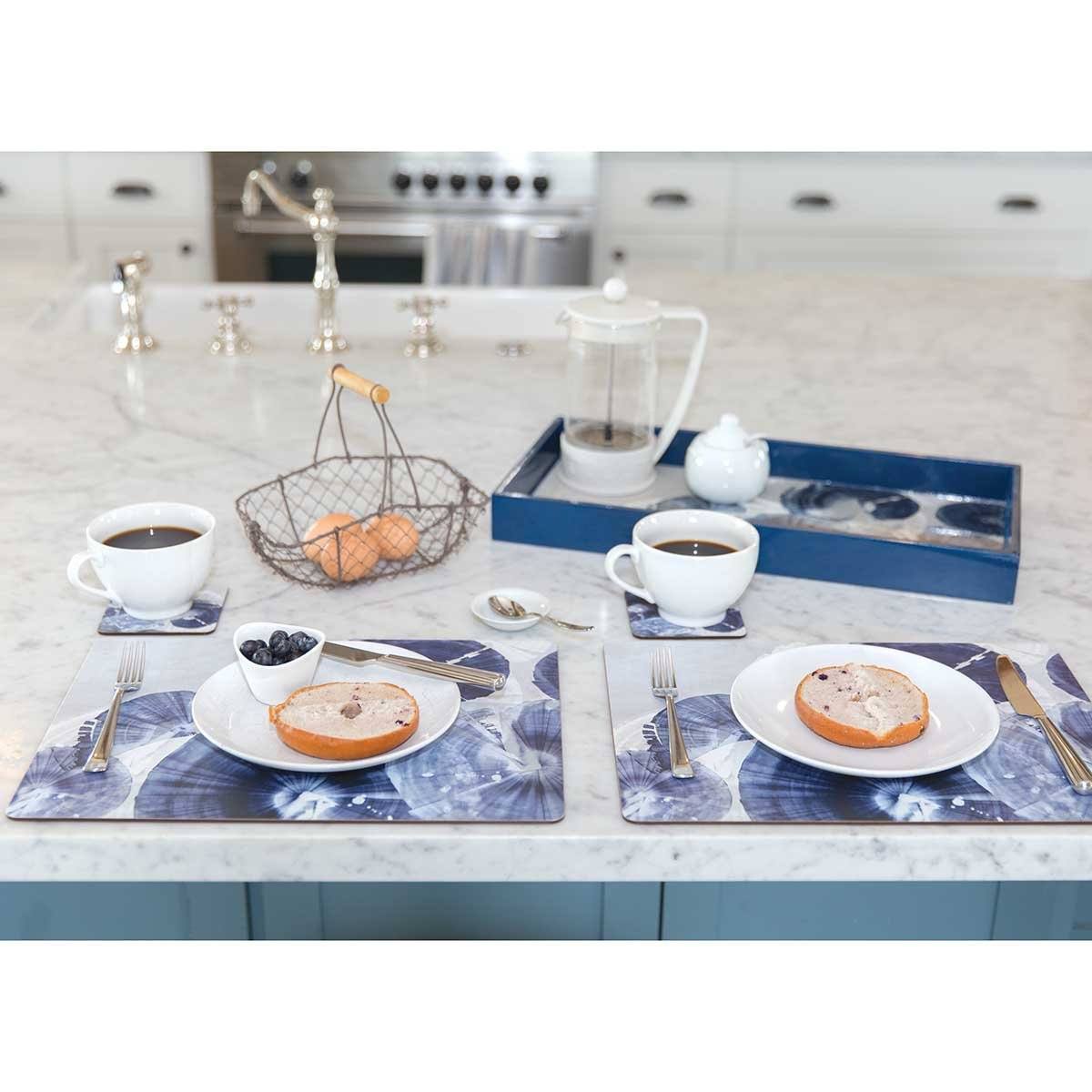 Indigo Pinwheels Placemat Set 4 Placemat - rockflowerpaper