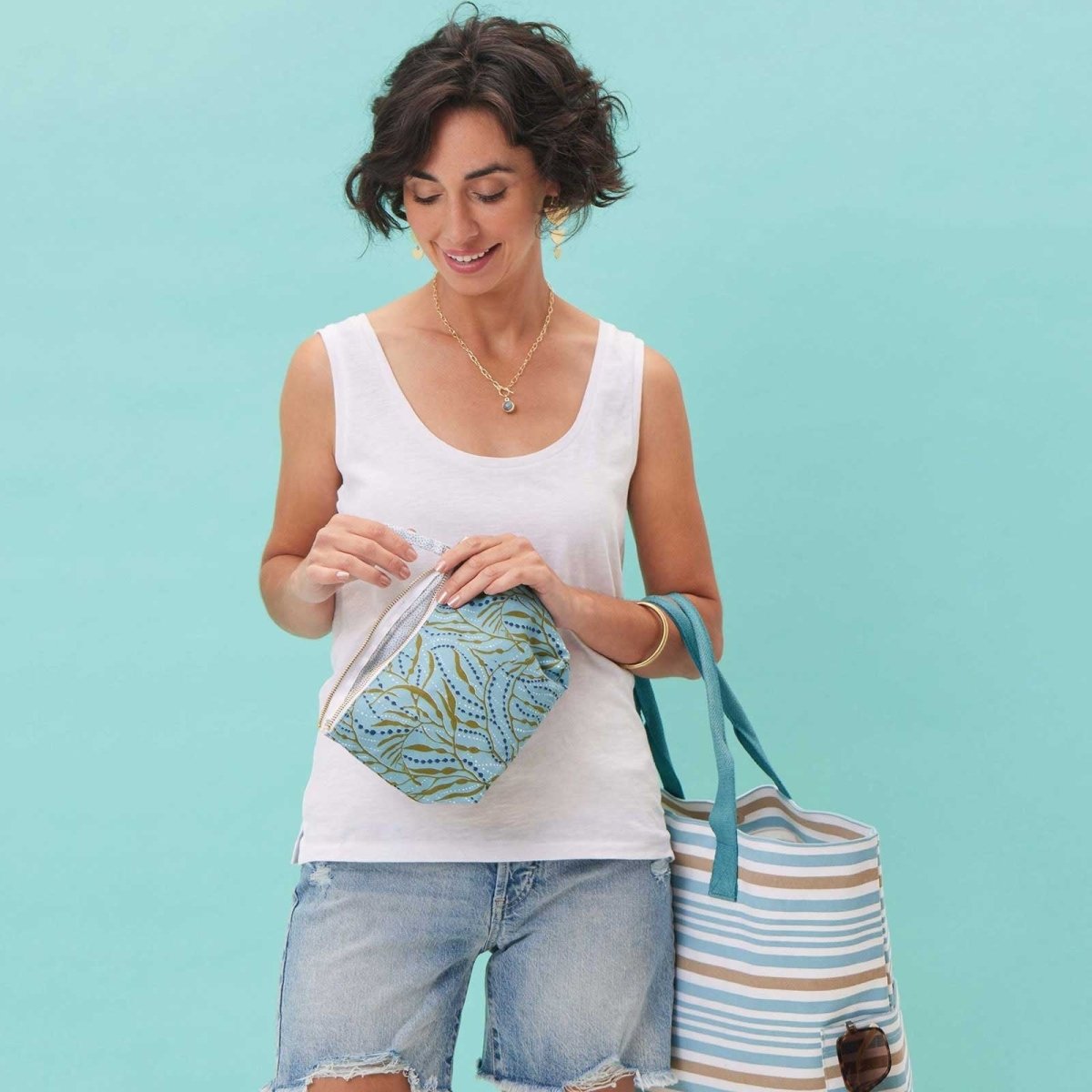Kelp Ocean Medium Relaxed Pouch Pouch - rockflowerpaper