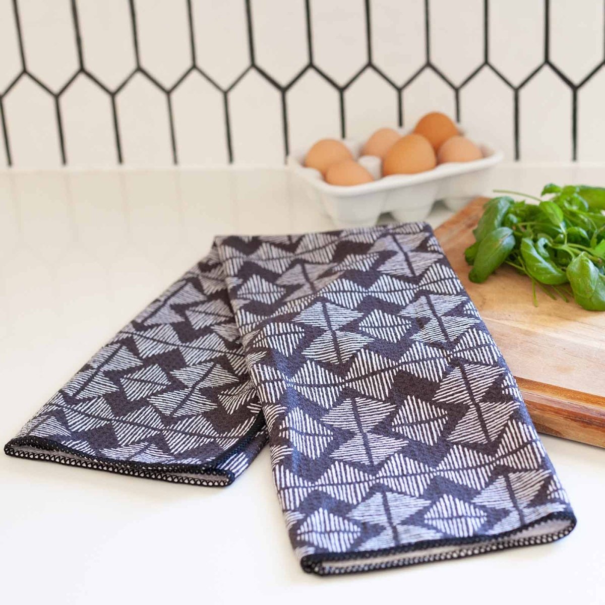 Kinsley Black blu Kitchen Tea Towel Kitchen Towel - rockflowerpaper