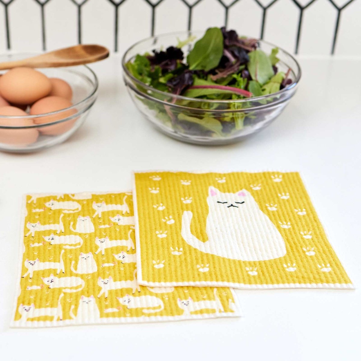 Kitty Cat Eco - Friendly blu Sponge Cloth - Set of 2 Eco Cloth - rockflowerpaper