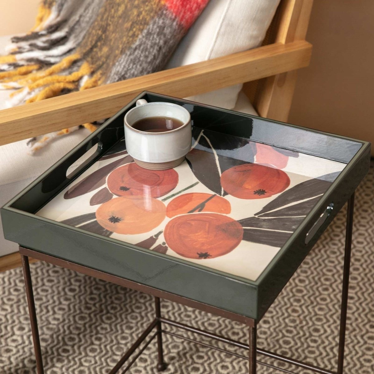 Kumquats 15 Inch Square Lacquer Art Serving Tray Tray - rockflowerpaper