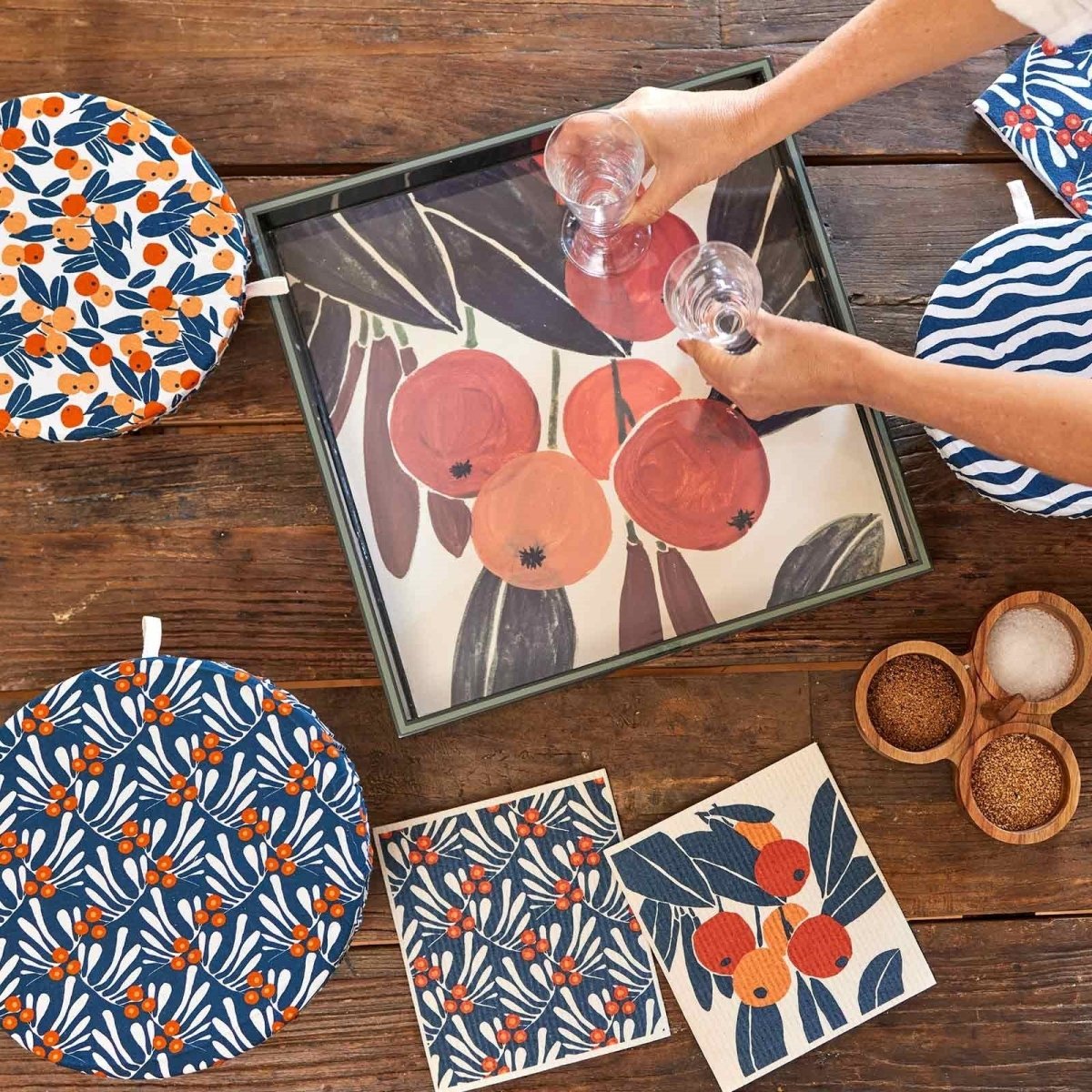 Kumquats 15 Inch Square Lacquer Art Serving Tray Tray - rockflowerpaper
