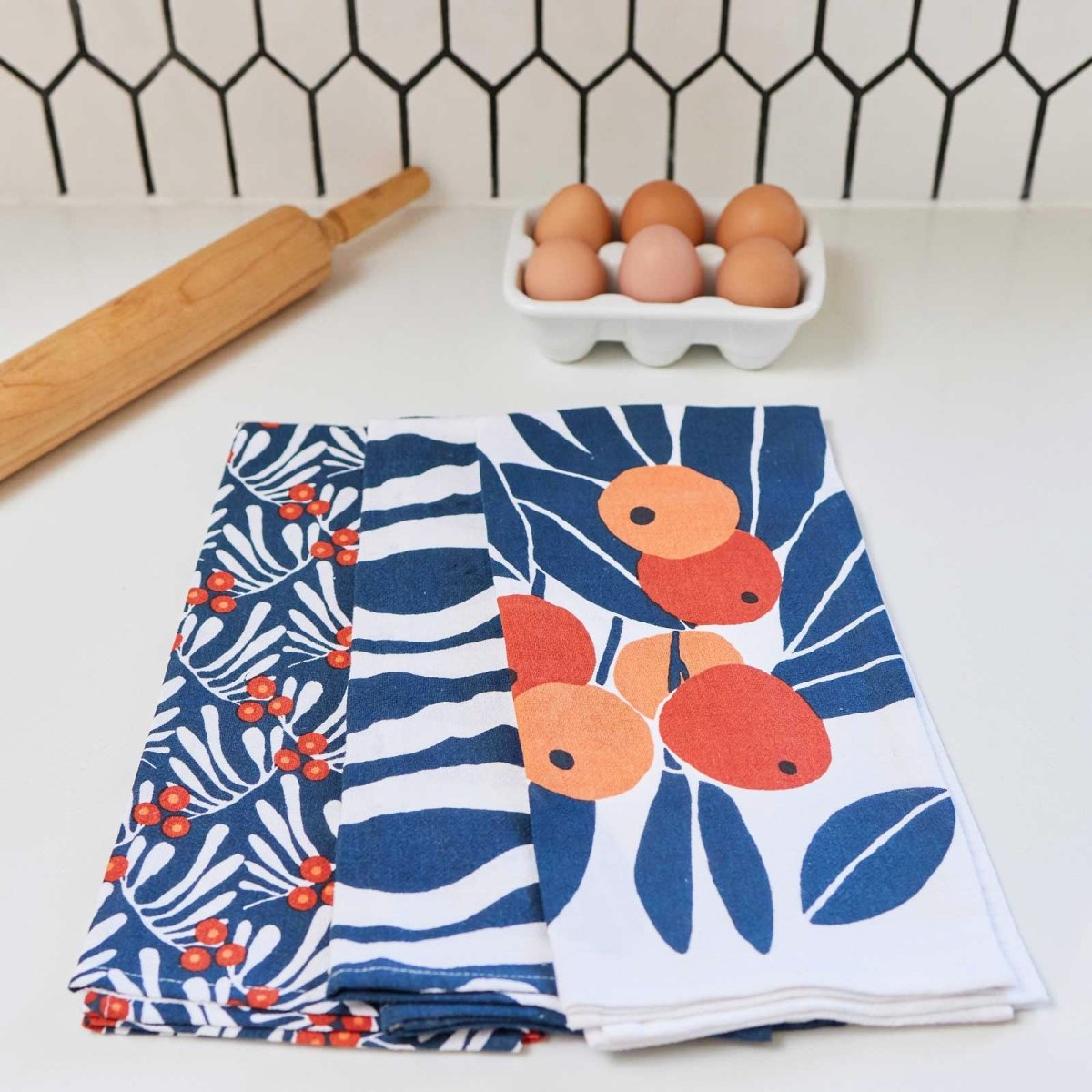 Kumquats Cotton Kitchen Towels Set Of 3 Cotton Kitchen Towel - rockflowerpaper