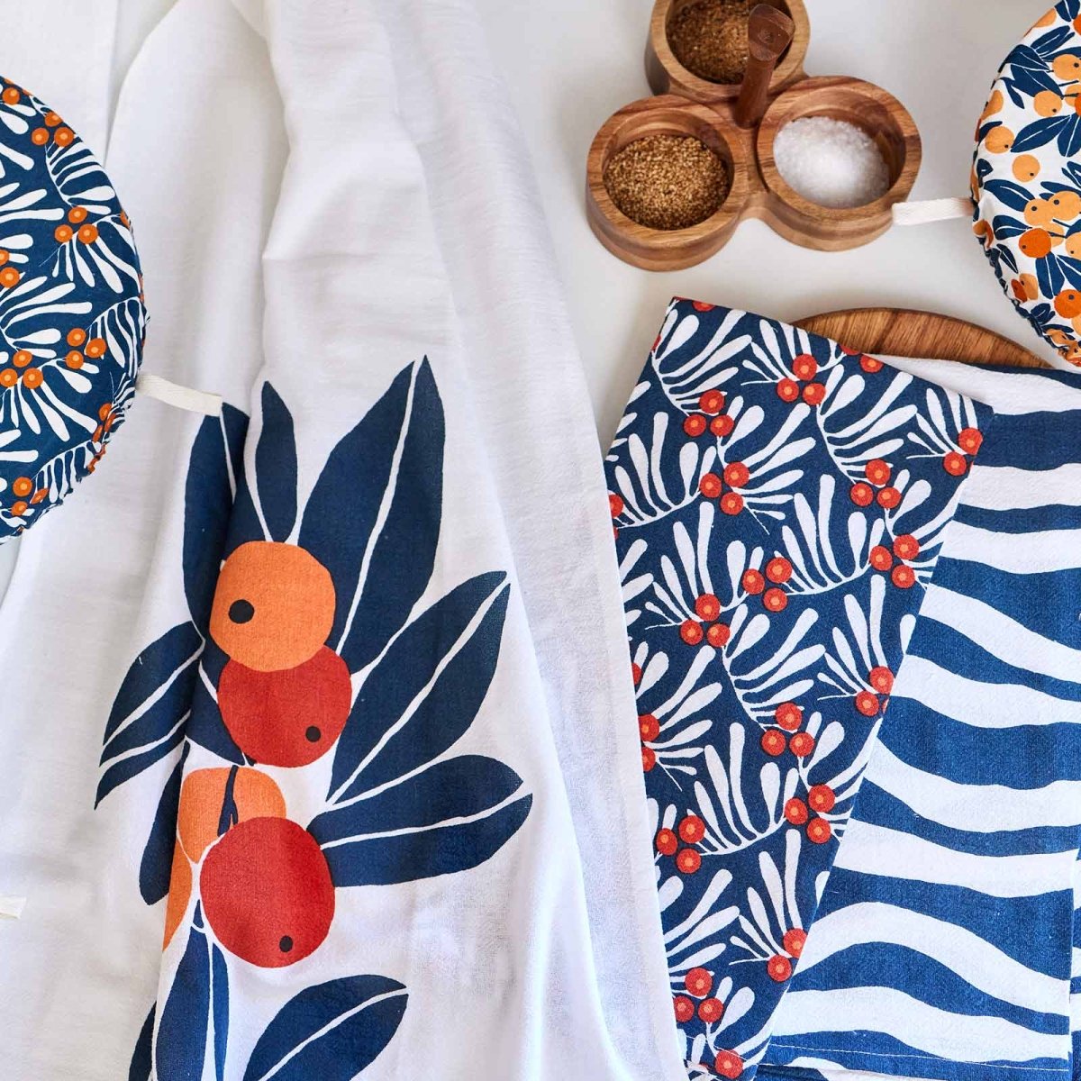 Kumquats Cotton Kitchen Towels Set Of 3 Cotton Kitchen Towel - rockflowerpaper