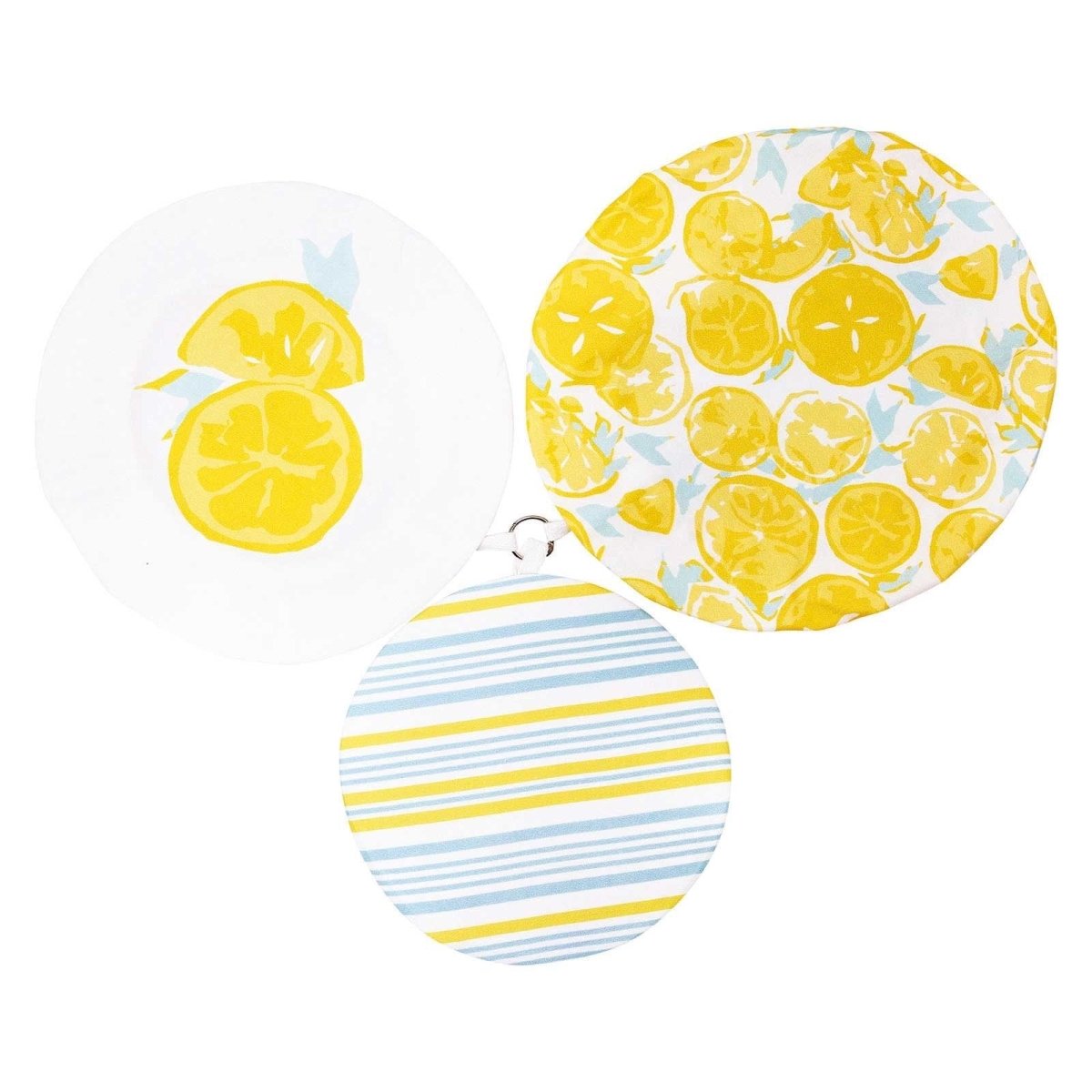 Lemon Slices blu Kitchen Food Storage Covers (Set of 3 ) Eco Dish Cover - rockflowerpaper