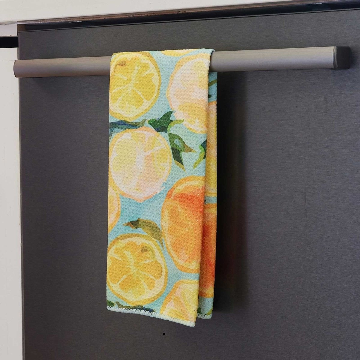 Lemon Slices Blu Kitchen Tea Towel - Double Side Printed Kitchen Towel - rockflowerpaper