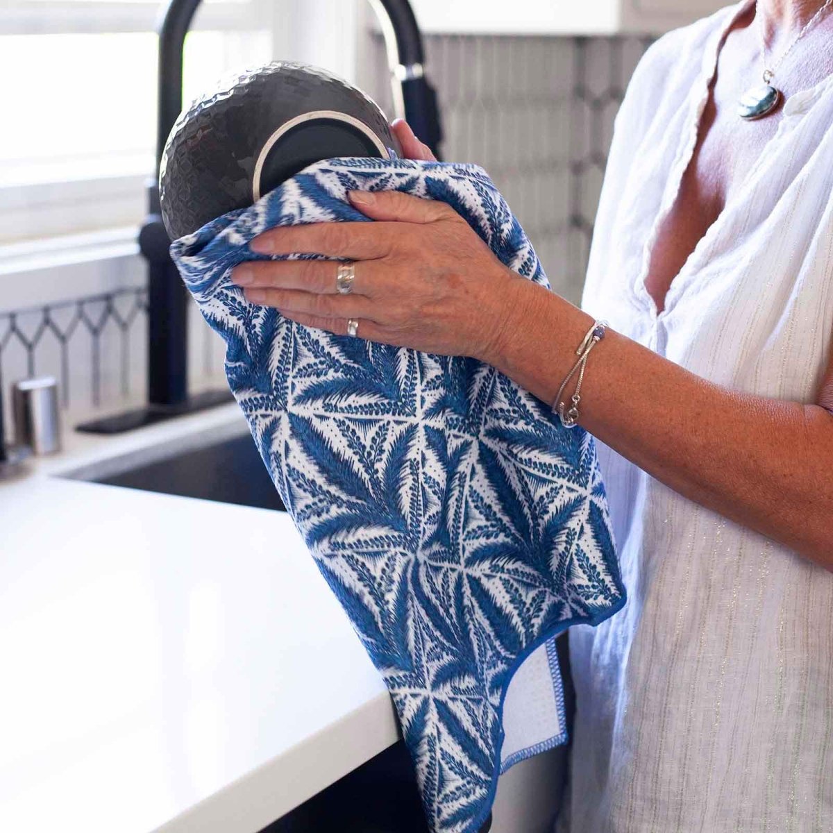 Mediterranean Tile blu Kitchen Tea Towel Kitchen Towel - rockflowerpaper