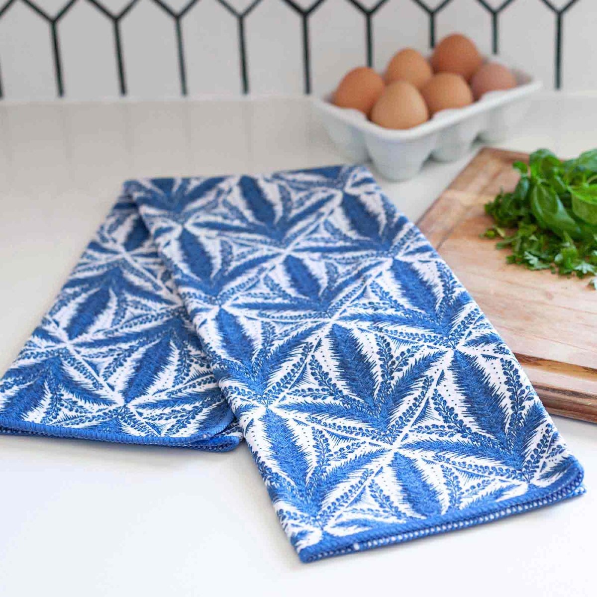 Mediterranean Tile blu Kitchen Tea Towel Kitchen Towel - rockflowerpaper