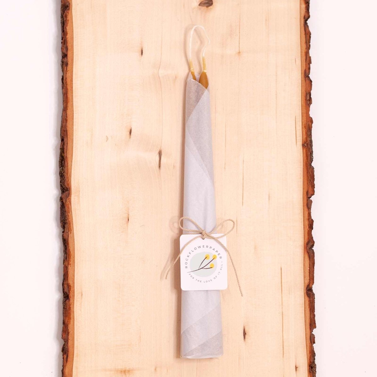 Natural Beeswax 12 inch Taper Candles (one pair) Candle - rockflowerpaper