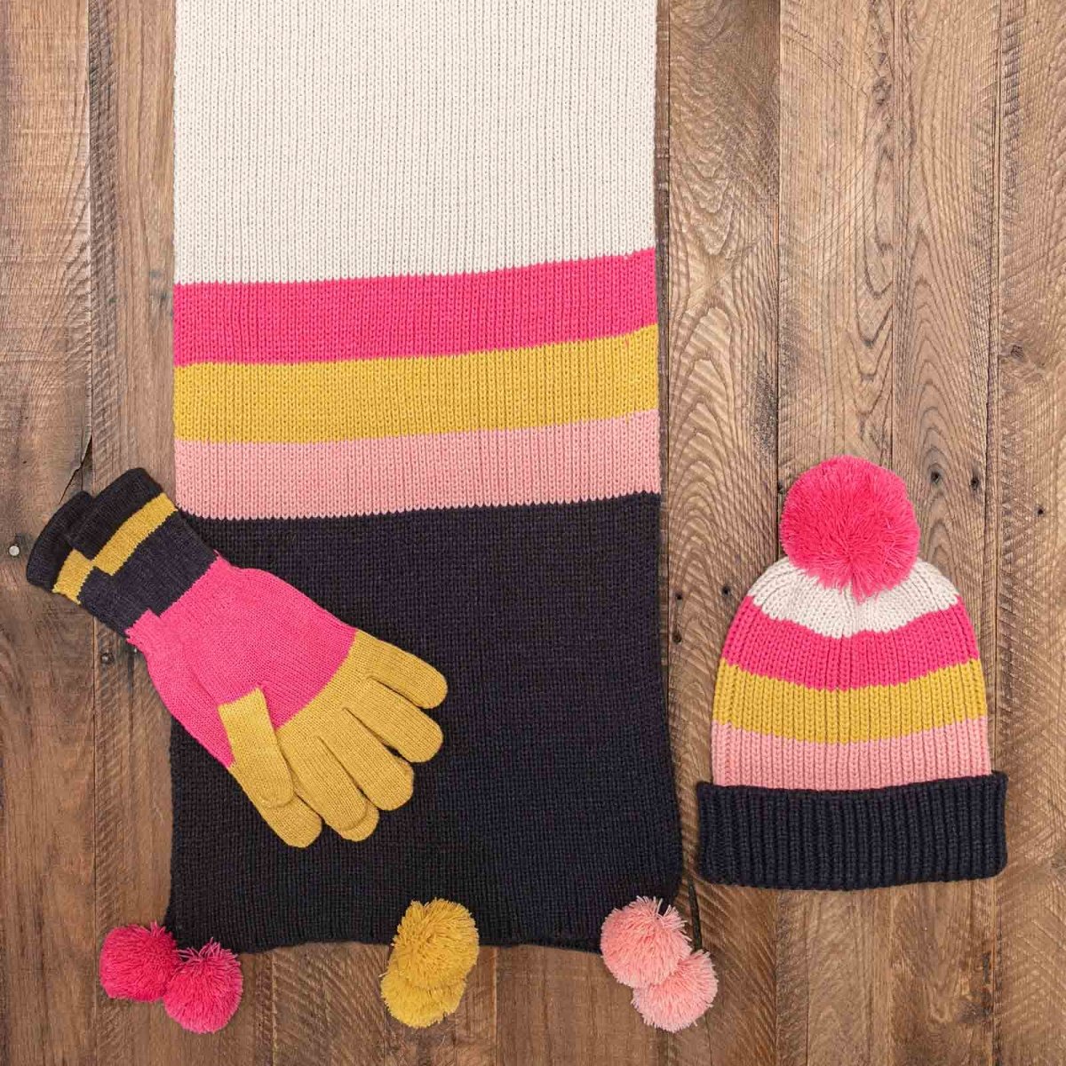 Piccadilly Stripe Navy Pink Knit Beanie Hat - rockflowerpaper
