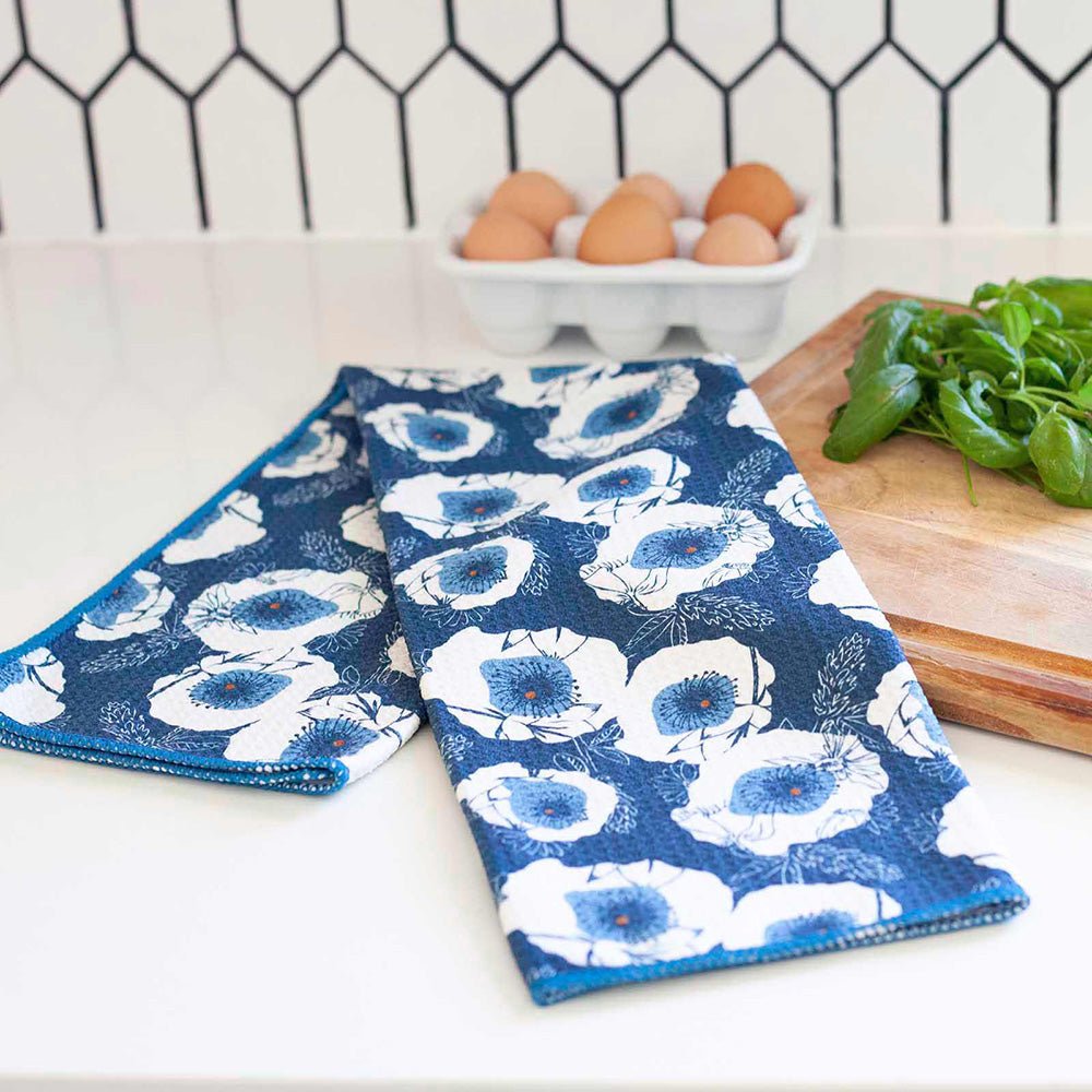 Poppy Blue blu Kitchen Tea Towel Kitchen Towel - rockflowerpaper
