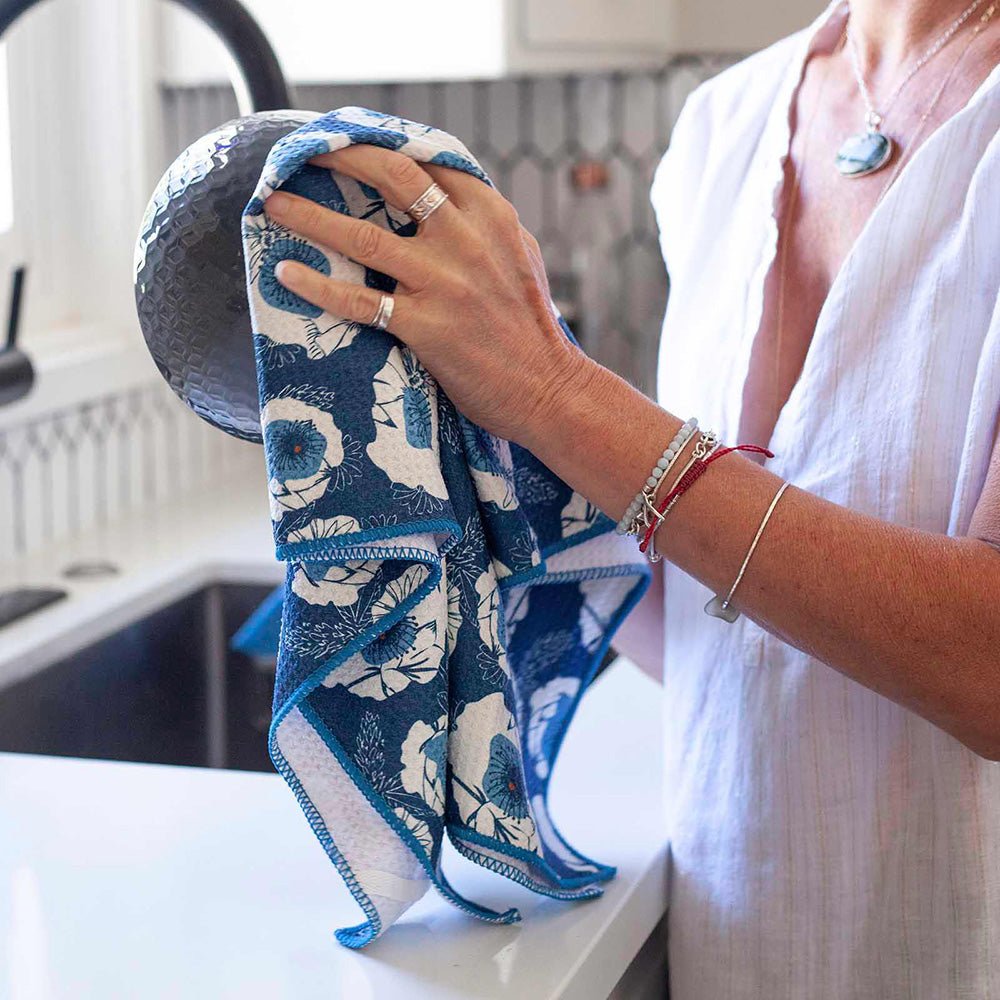 Poppy Blue blu Kitchen Tea Towel Kitchen Towel - rockflowerpaper