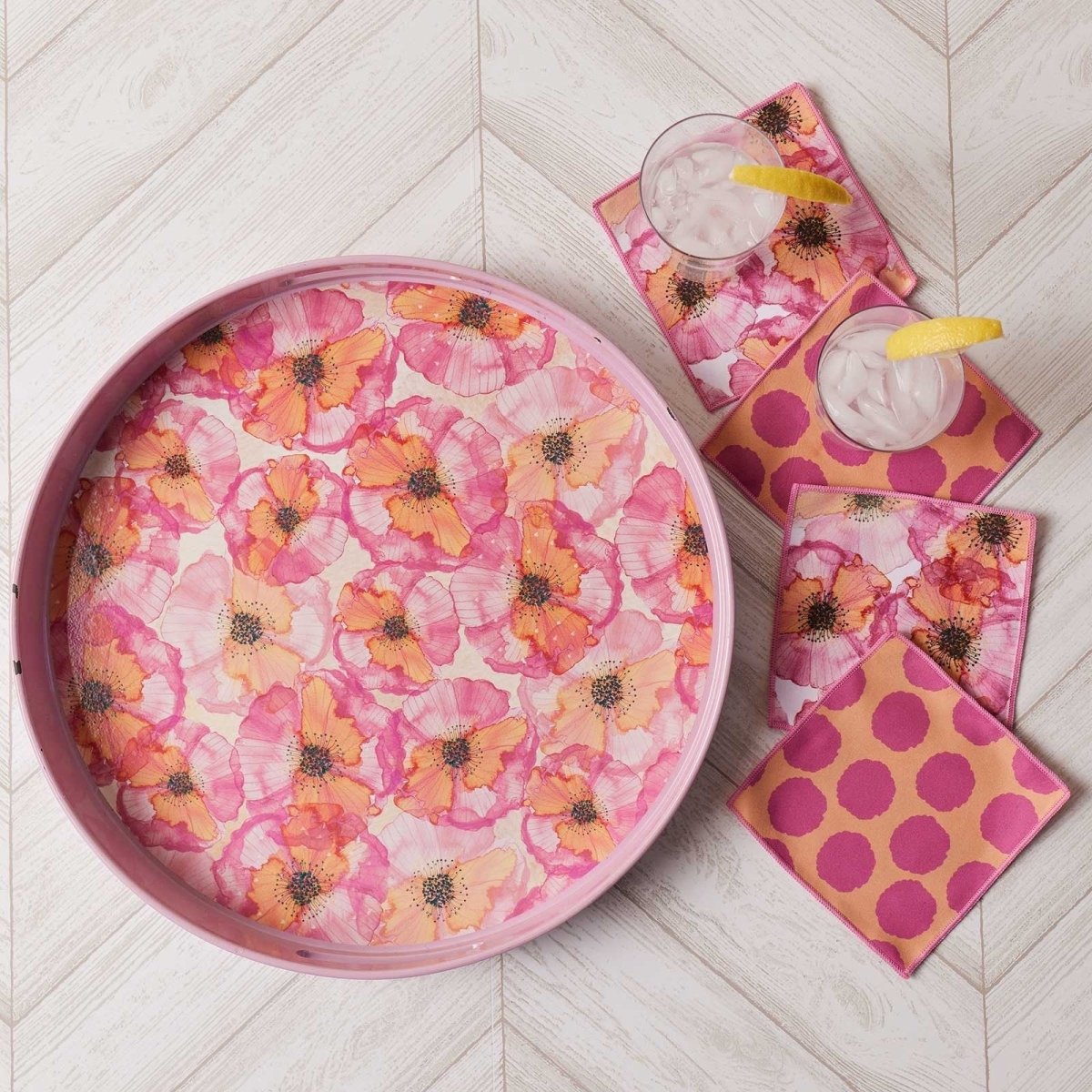 Pressed Petals blu Kitchen Reusable Cocktail Napkins (Set of 8) Reusable Cocktail Napkin - rockflowerpaper