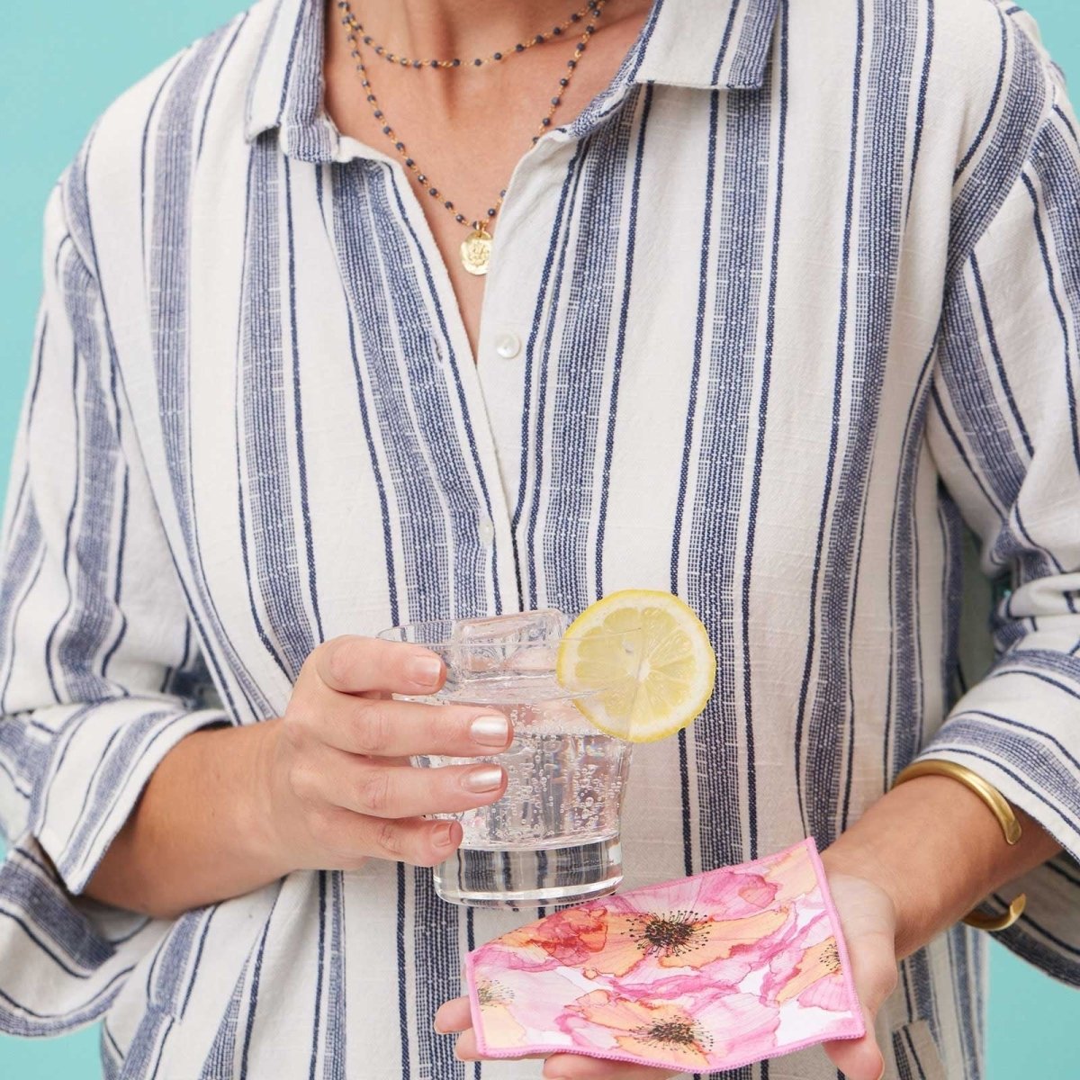 Pressed Petals blu Kitchen Reusable Cocktail Napkins (Set of 8) Reusable Cocktail Napkin - rockflowerpaper