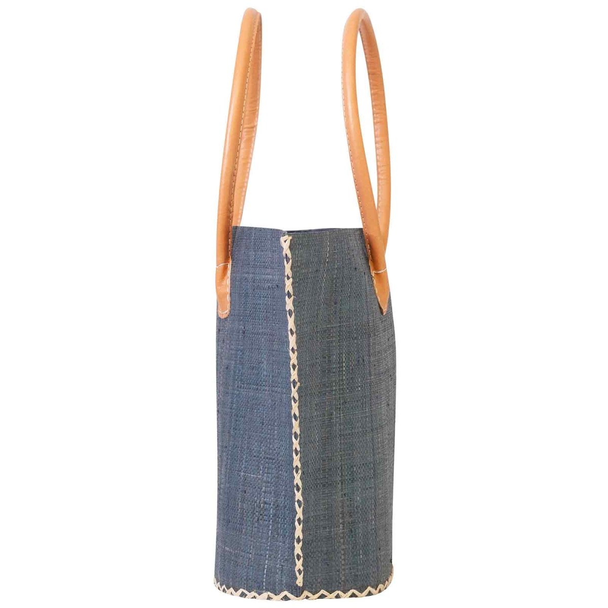 Raffia Grey Tote with Leather Handle Raffia Tote - rockflowerpaper