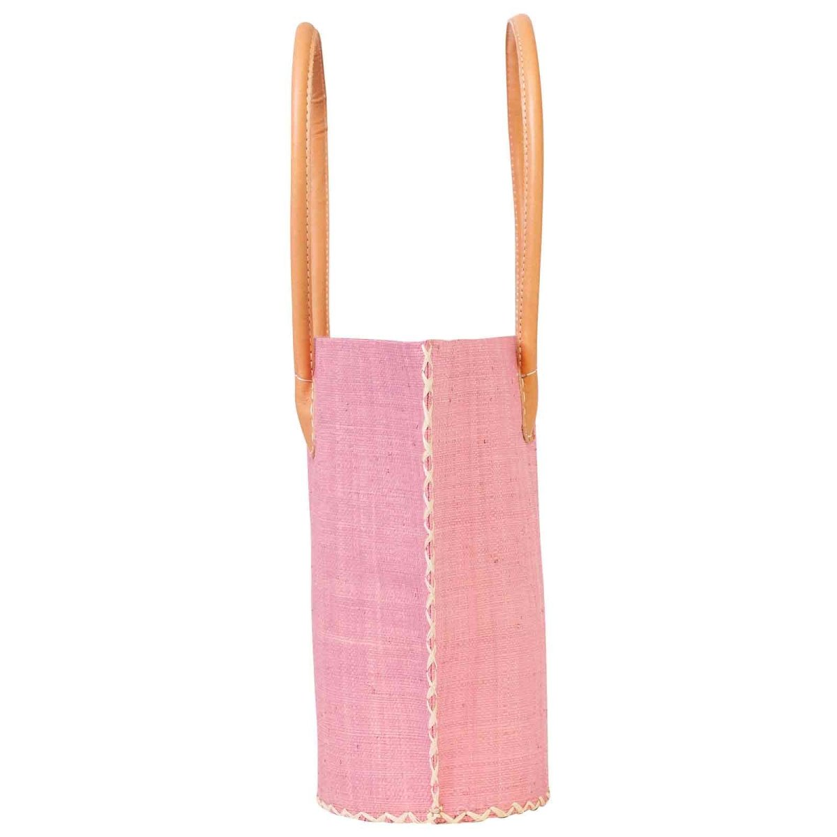 Raffia Pink Tote with Leather Handle Raffia Tote - rockflowerpaper