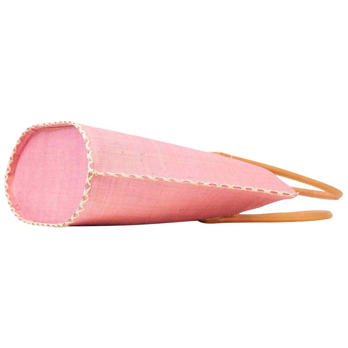 Raffia Pink Tote with Leather Handle Raffia Tote - rockflowerpaper