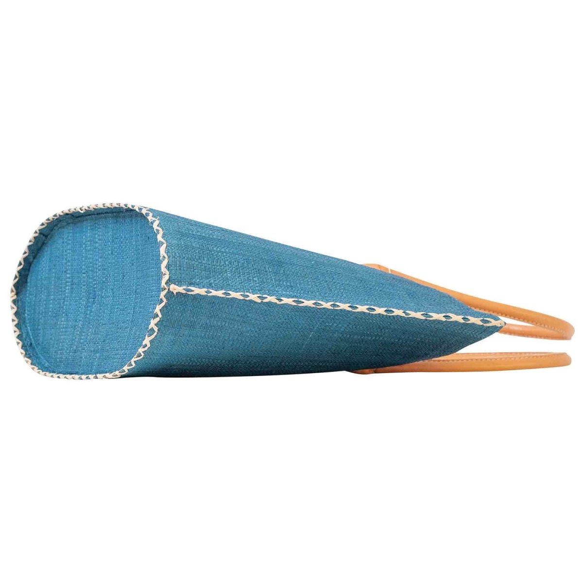 Raffia Turquoise Tote with Leather Handle Raffia Tote - rockflowerpaper