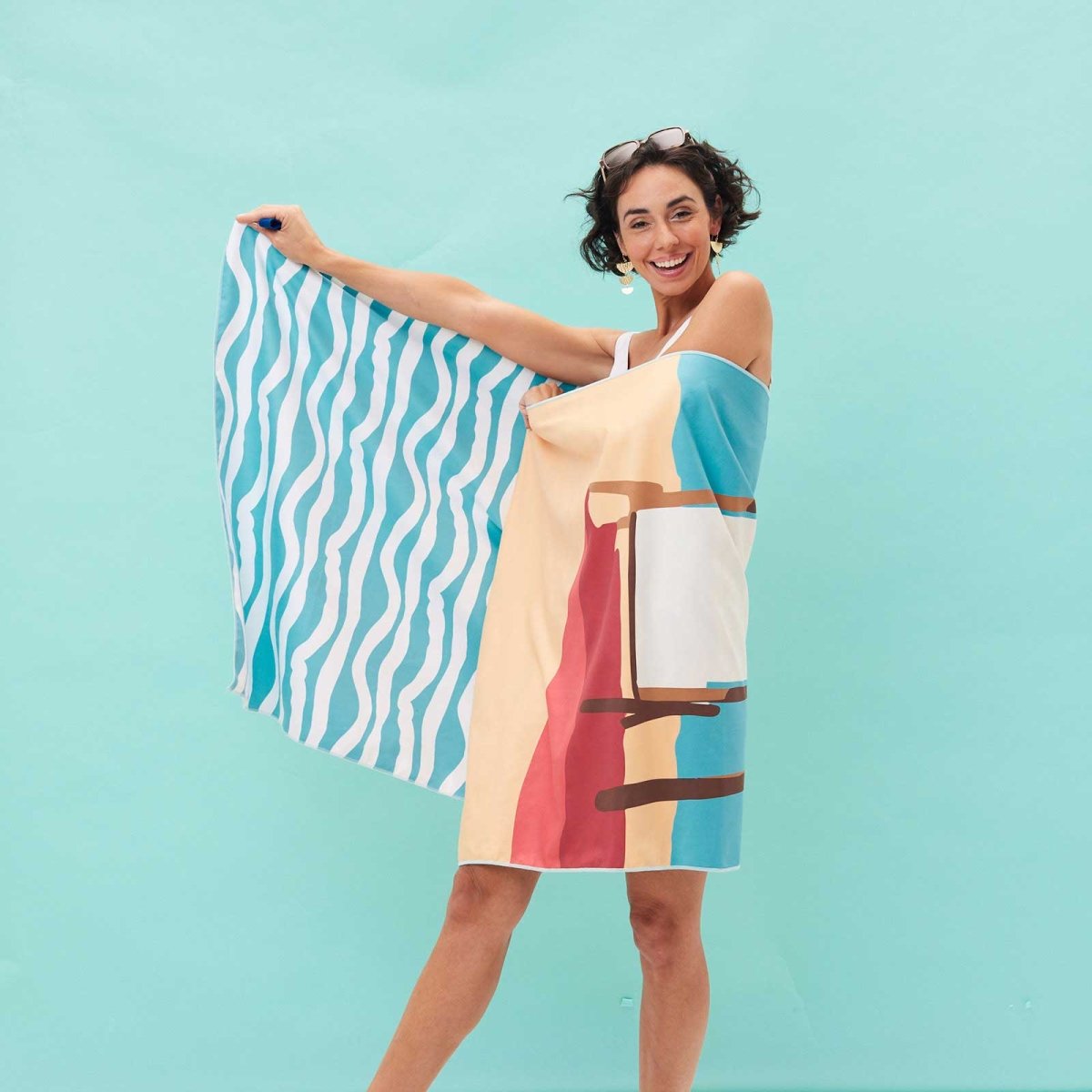 Reversible Eco Beach Towel | Beach Days Design Beach Towel - rockflowerpaper