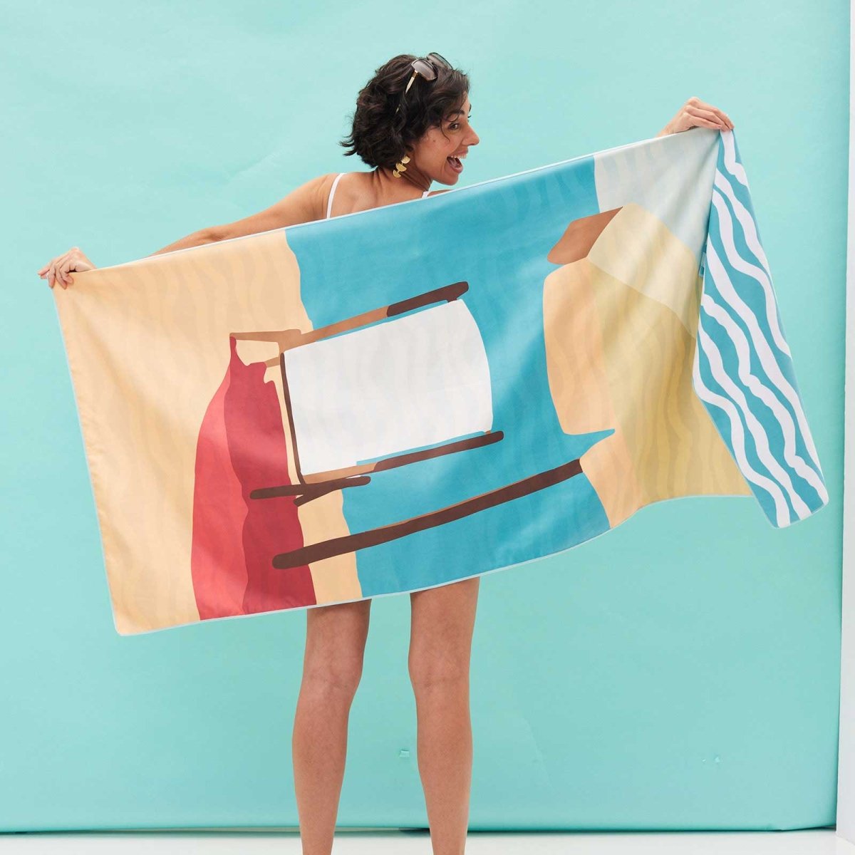 Reversible Eco Beach Towel | Beach Days Design Beach Towel - rockflowerpaper