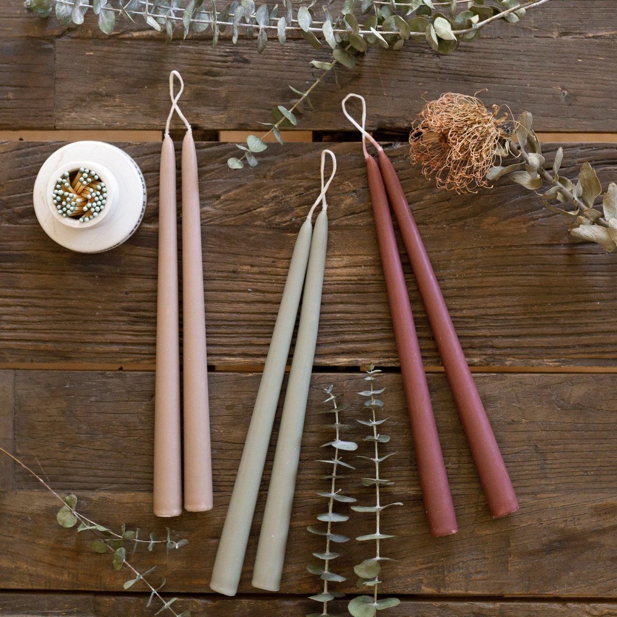 Rose Scented Beeswax 12 - Inch Taper Candles - 1 Pair Candle - rockflowerpaper