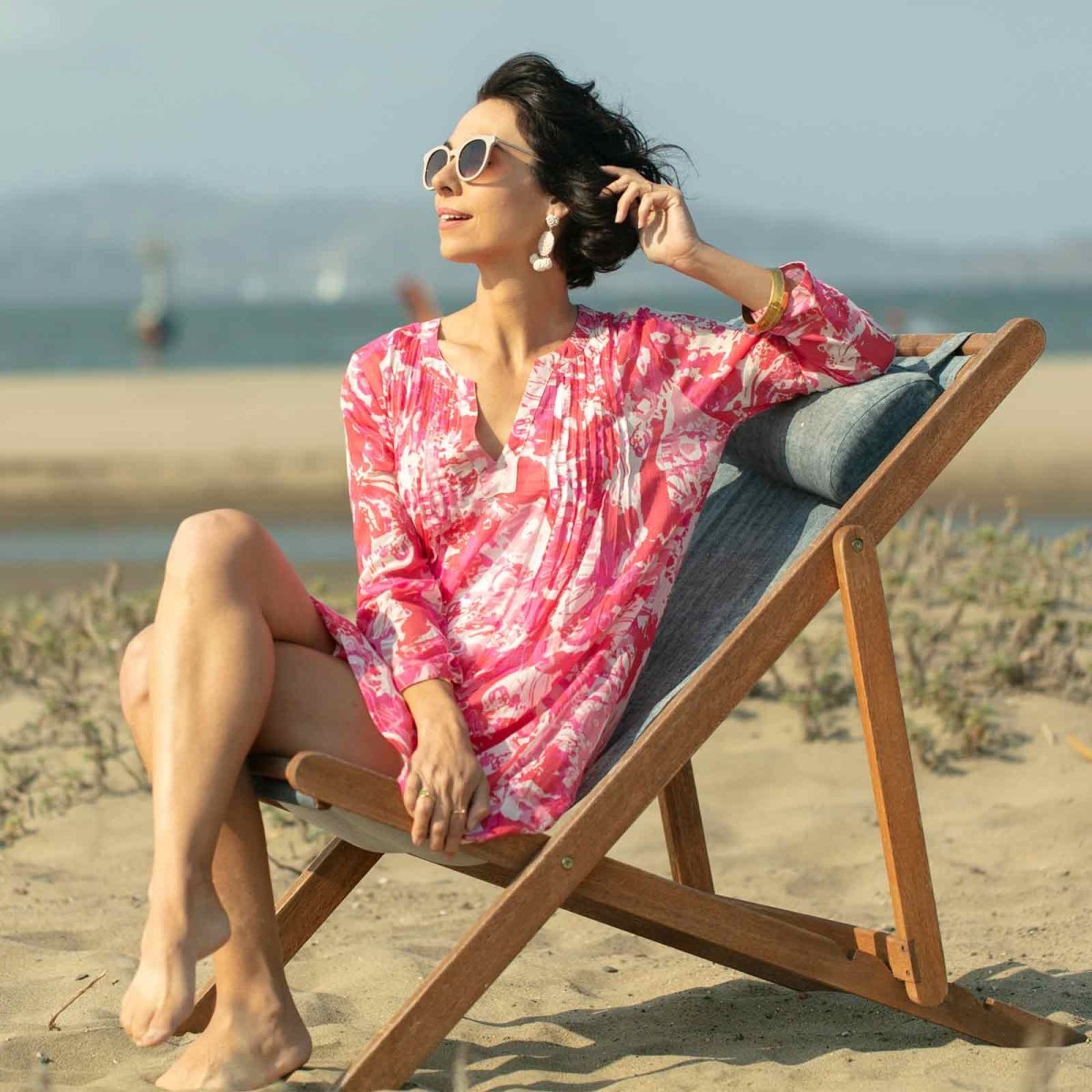 Ruby blu Cotton Pintuck Beach Cover Up Swim Cover Up - rockflowerpaper