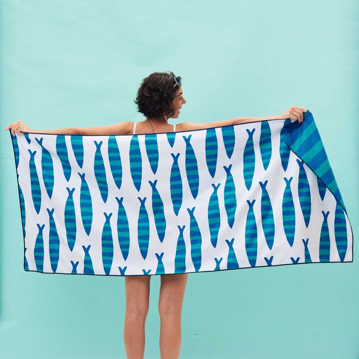 Sardine Reversible Eco Beach Towel Beach Towel - rockflowerpaper