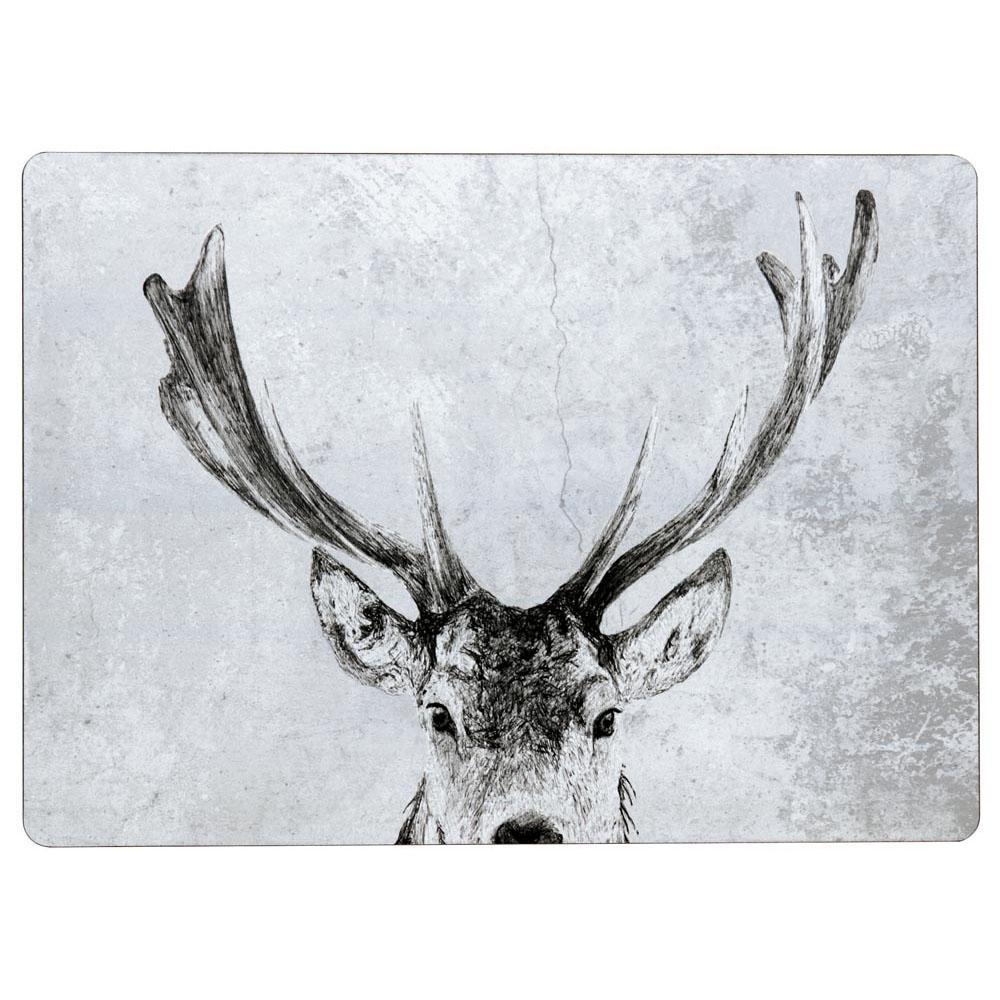 Snowy Deer Neutral Art Placemats - Set Of Four Placemat - rockflowerpaper