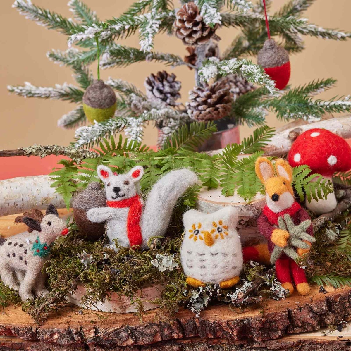 Squirrel Felt Ornament Ornament - rockflowerpaper