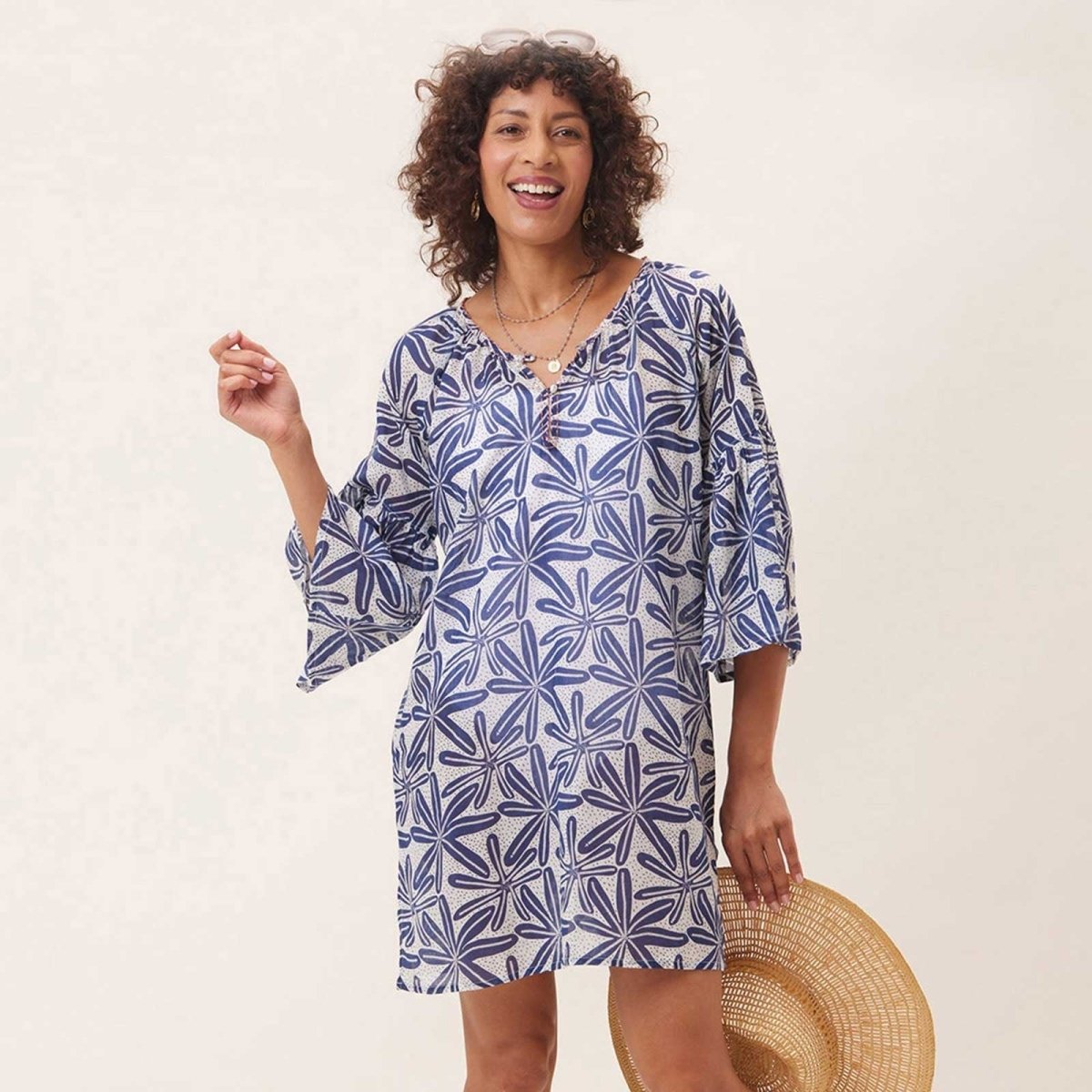 Starfish Navy blu Cotton Beach Shift Swim Cover Up - rockflowerpaper
