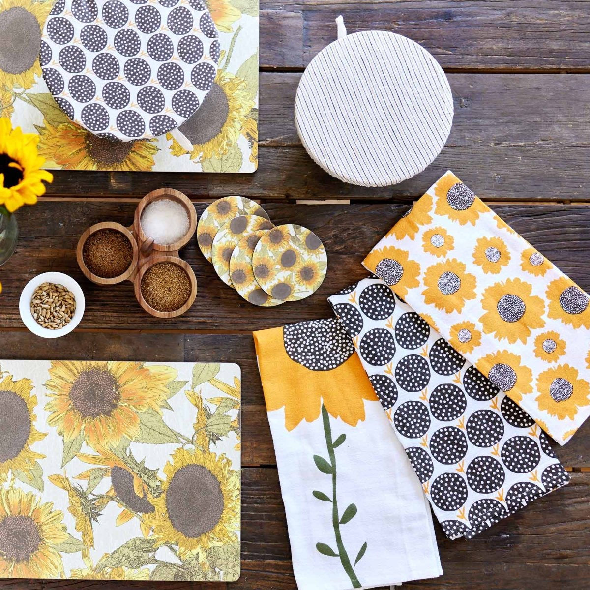 Sunflowers Cotton Kitchen Towels Set Of 3 Cotton Kitchen Towel - rockflowerpaper