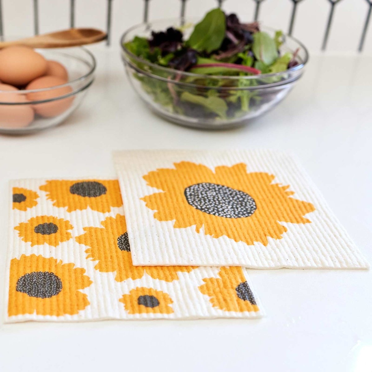 Sunflowers Eco - Friendly blu Sponge Cloth - Set of 2 Eco Cloth - rockflowerpaper