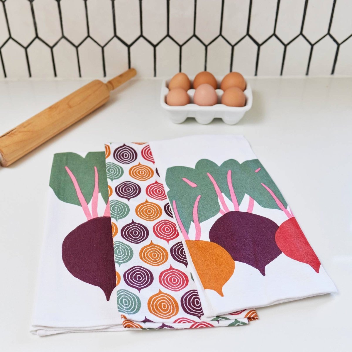 Three Beets Cotton Kitchen Towels Set Of 3 Cotton Kitchen Towel - rockflowerpaper