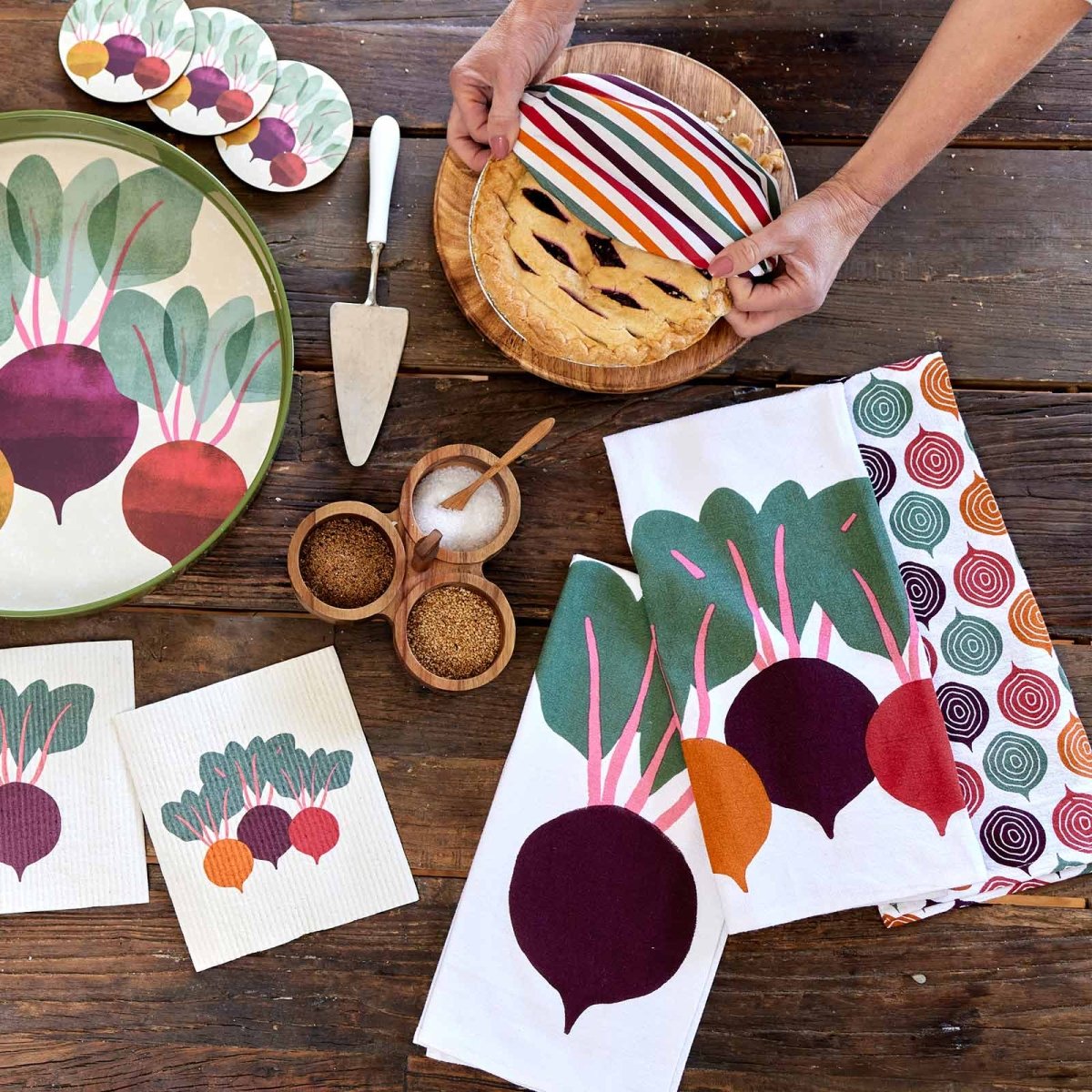 Three Beets Cotton Kitchen Towels Set Of 3 Cotton Kitchen Towel - rockflowerpaper