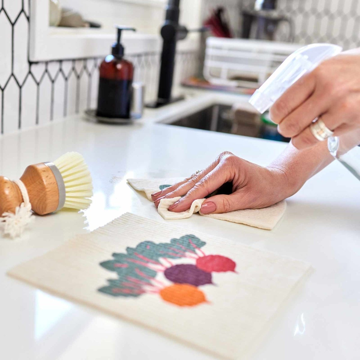 Three Beets Eco - Friendly blu Sponge Cloth - Set of 2 Eco Cloth - rockflowerpaper